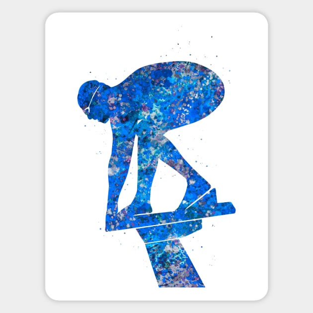 Swimmer male blue art Sticker by Yahya Art